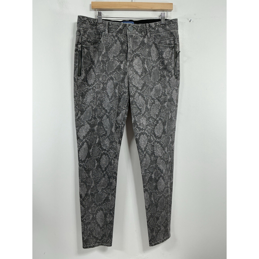 Womans Excellent Democracy Snake Print Skinny Jeans 12 Gray Stretch 113/T-3